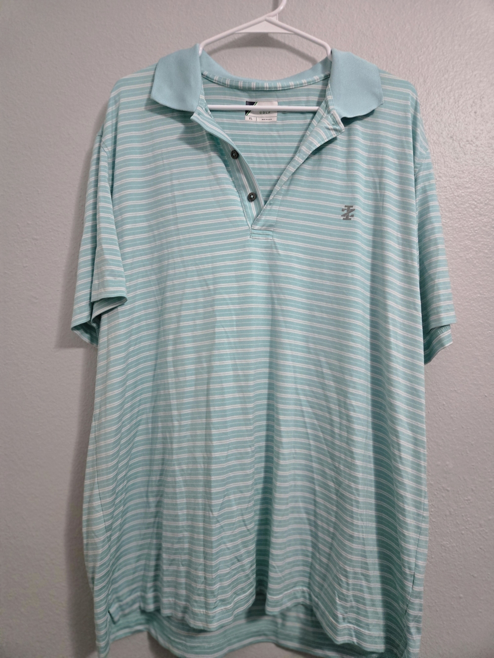 Izod Light Aqua & White Striped Polo